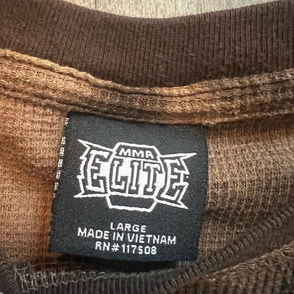 MMA Elite Men’s Long Sleeve Thermal Waffle Pullover Size Large Brown/Tan - Picture 4 of 10